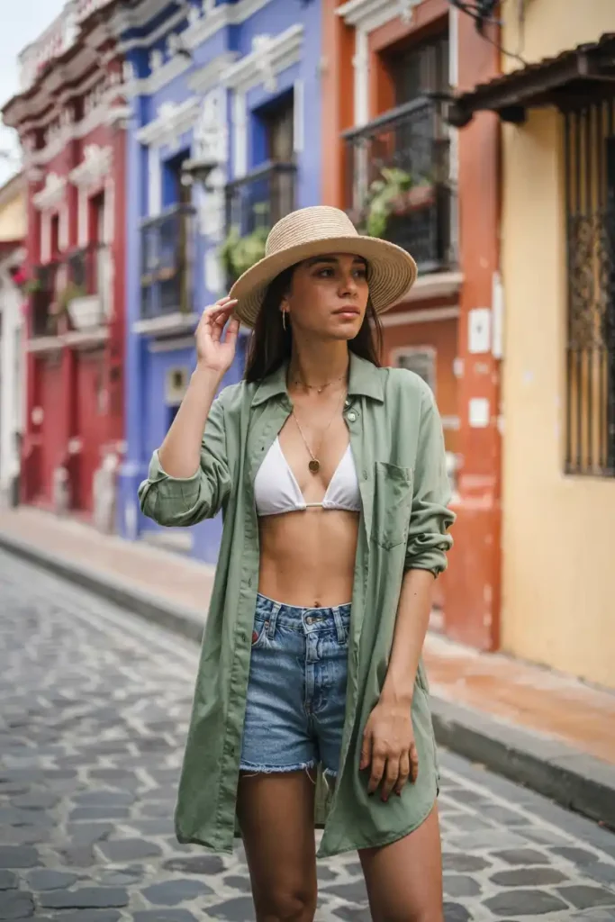 A Linen Button-Down Shirt Dress for Walking Cozumel