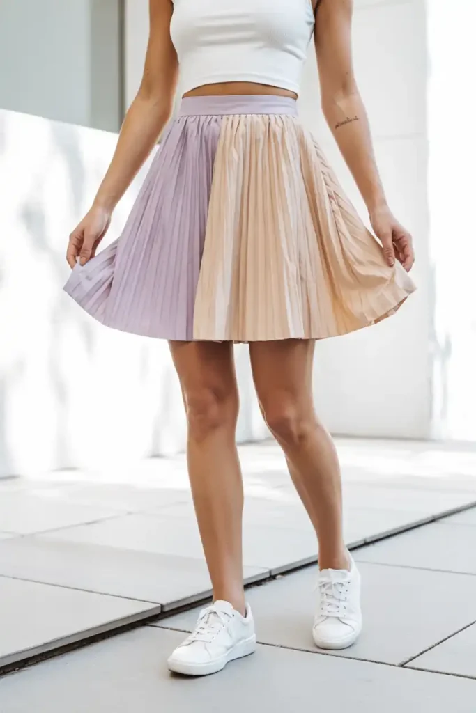 A Pleated Mini Skirt That Makes Any Simple Top Look Interesting