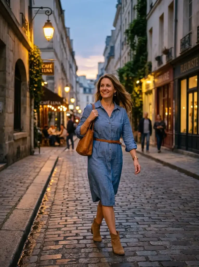 A Simple Shirt Dress Belted at the Waist