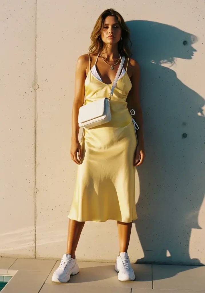 A Slip Dress Over a Bikini for a 90s-Inspired Look
