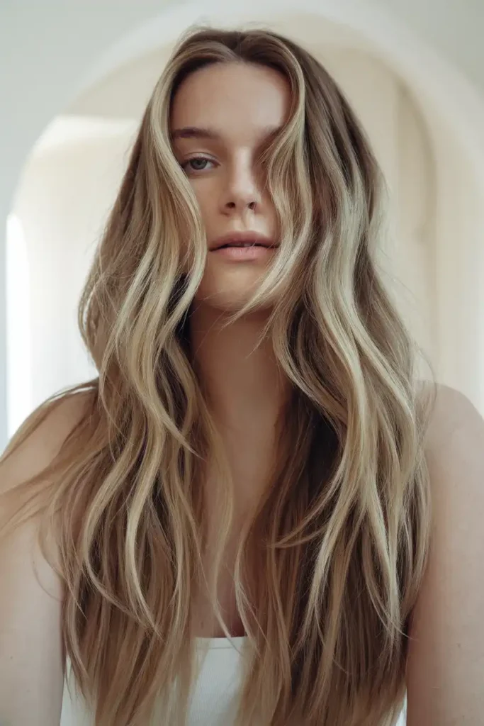 Air-Dried Wavy Hair With Gloss Finish