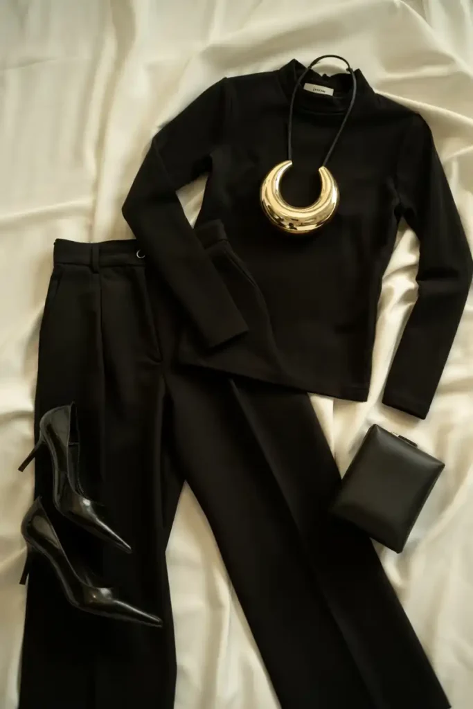 All Black with One Statement Accessory