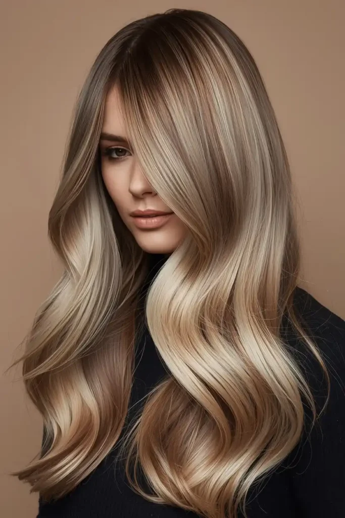 Ash Blonde Balayage with Face Framing Layers