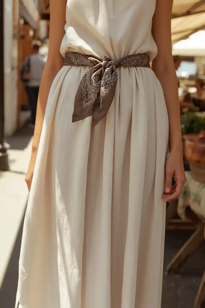 Bandana Worn as a Belt With a Flowy Maxi Skirt