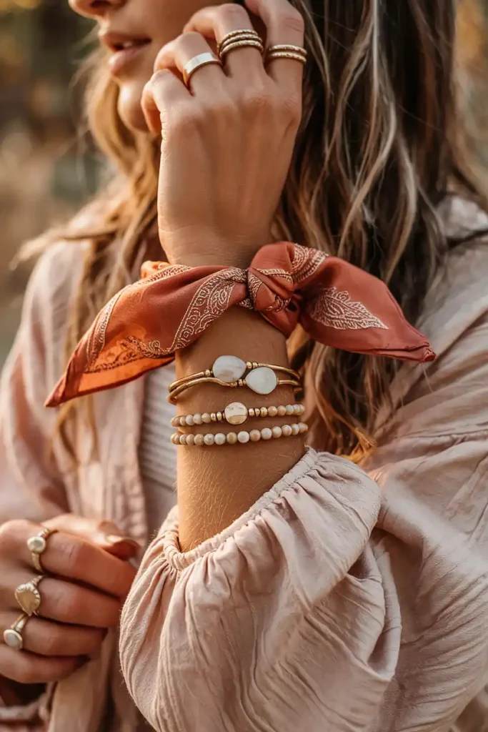 Bandana as a Wrist Accessory With a Boho Outfit