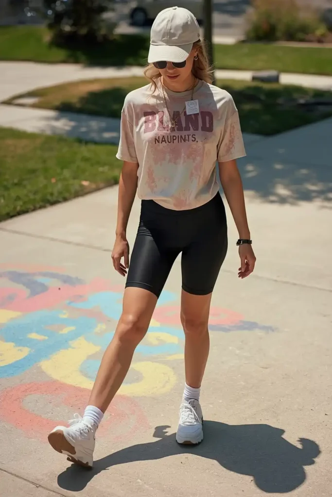 Bike Shorts and an Oversized Graphic Tee