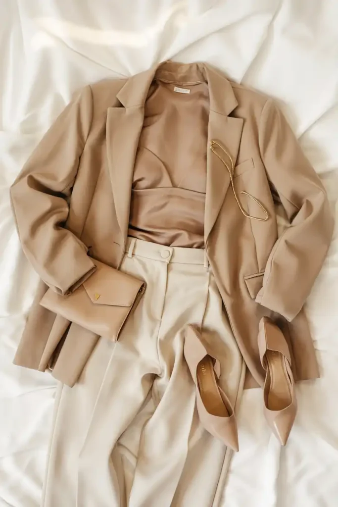 Blazer Over a Simple Bralette and Trousers