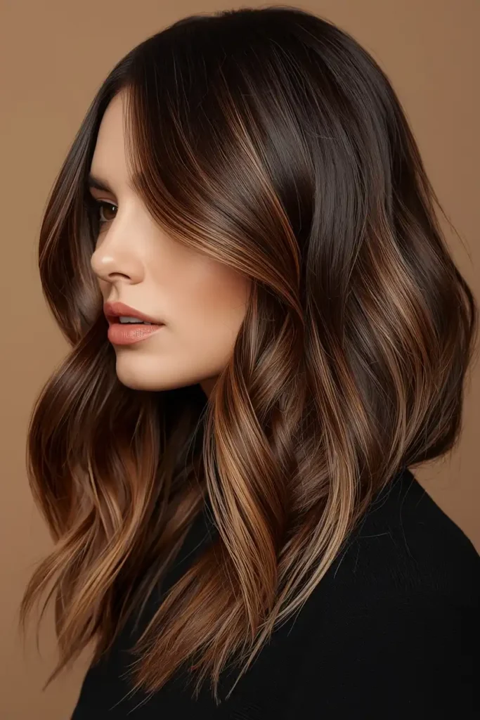 Bold Caramel Highlights for a Defined, Dimensional Look