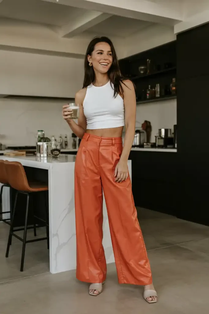 Bold Colored Wide-Leg Trousers With a Fitted Crop