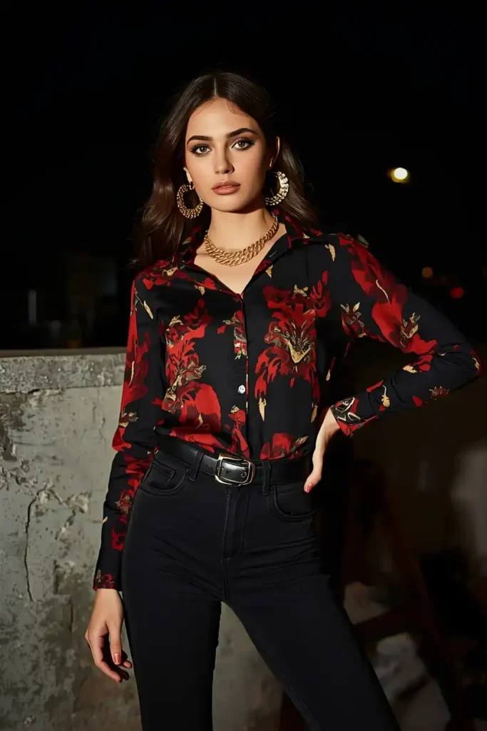 Bold Printed Western Shirt With Black Jeans for Night