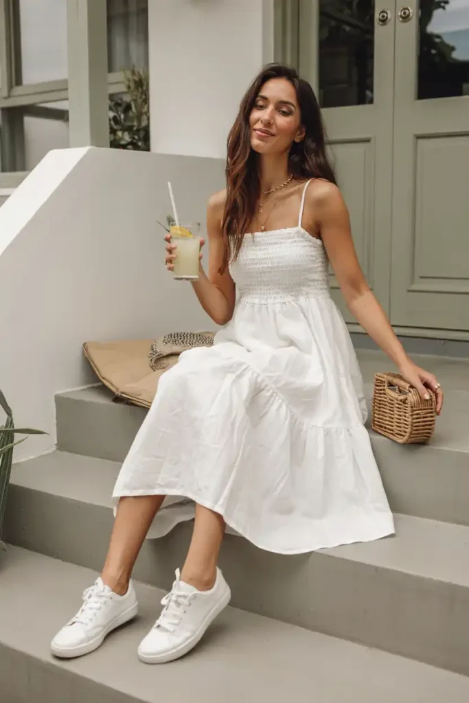 Breezy Smocked Sundress in Bright White