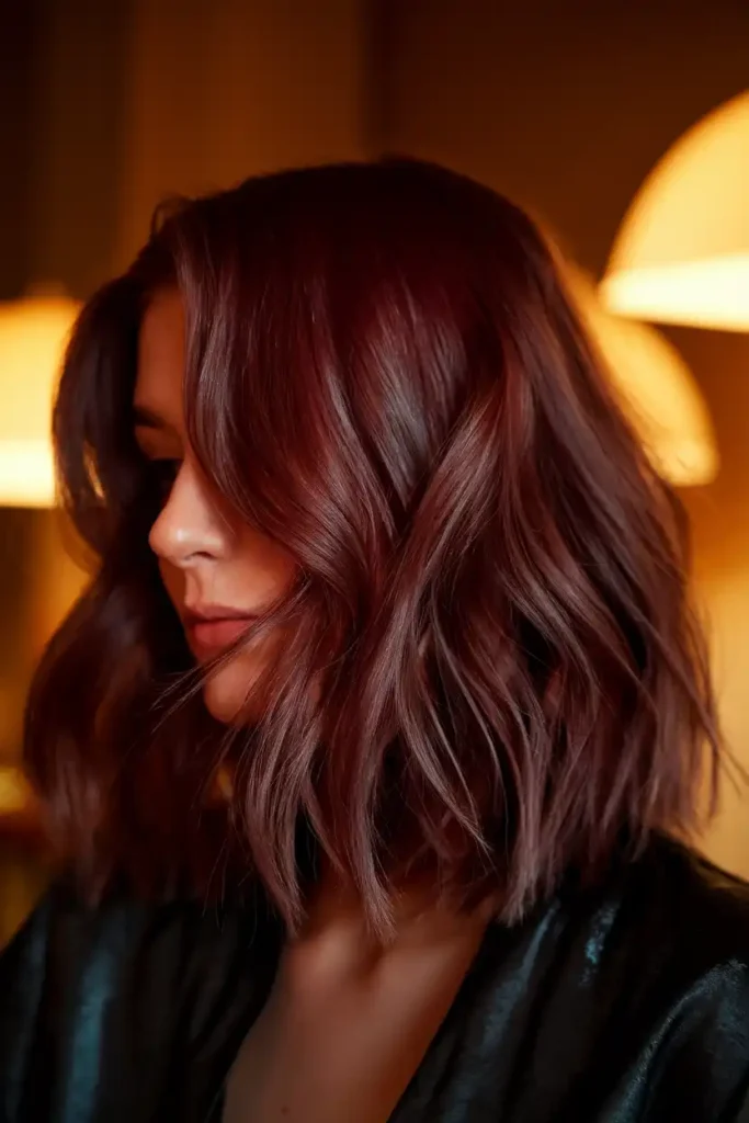Burgundy Gloss Over Brunette for Subtle Drama