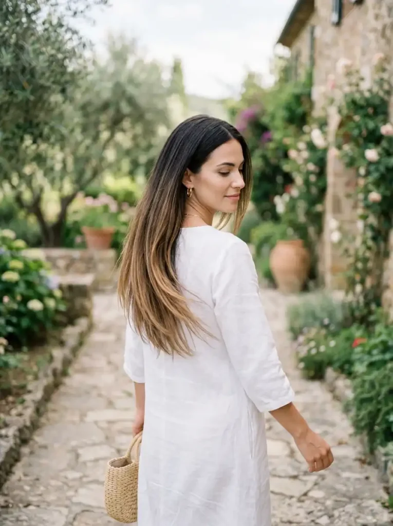 Caramel Sombre Effect on Long Dark Hair