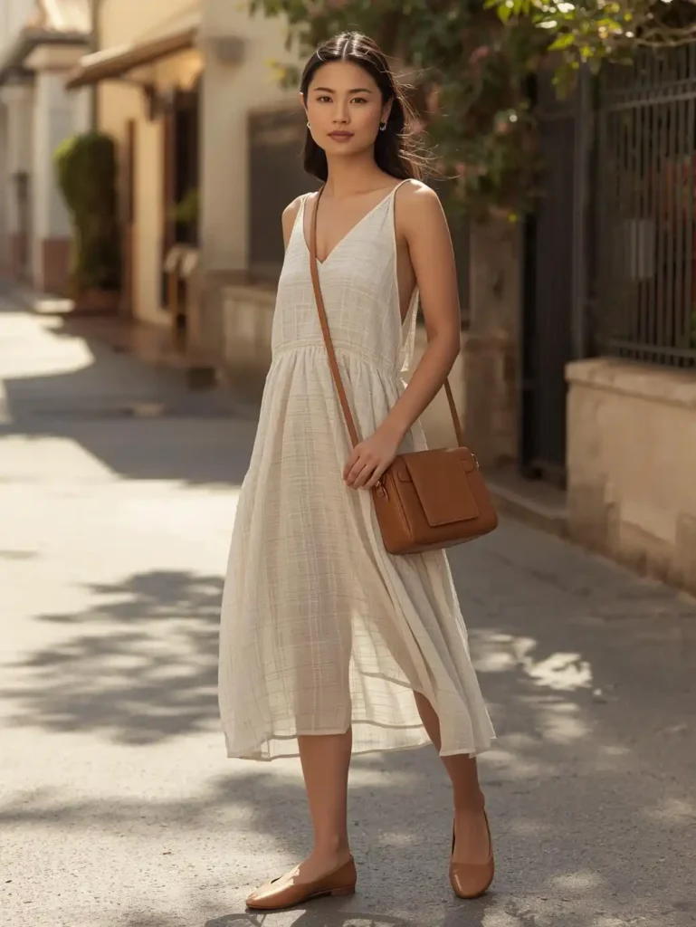 Classic Ballet Flats and a Flowy Linen Dress