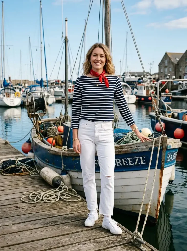 Classic Breton Top and White Denim