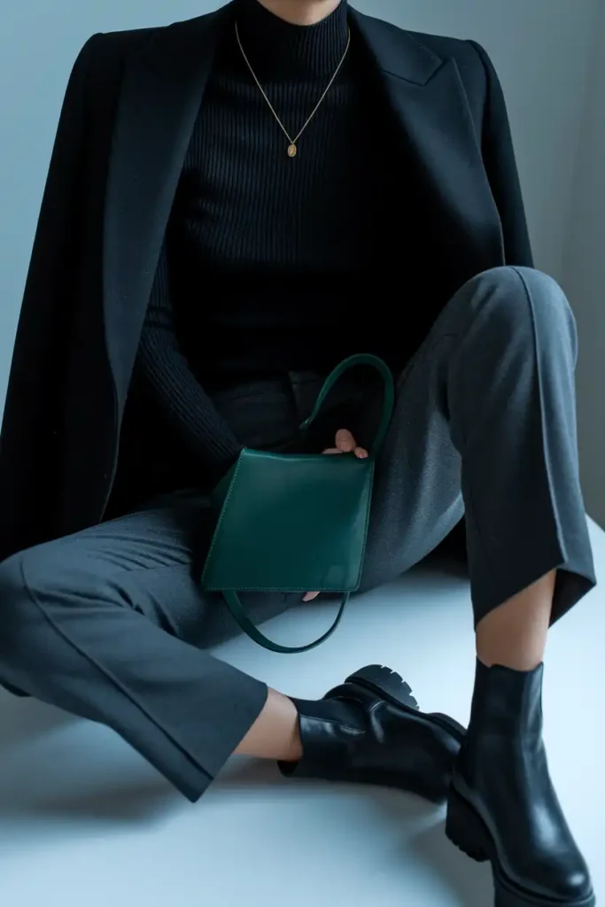 Classic Turtleneck and Straight Leg Trousers in Winter