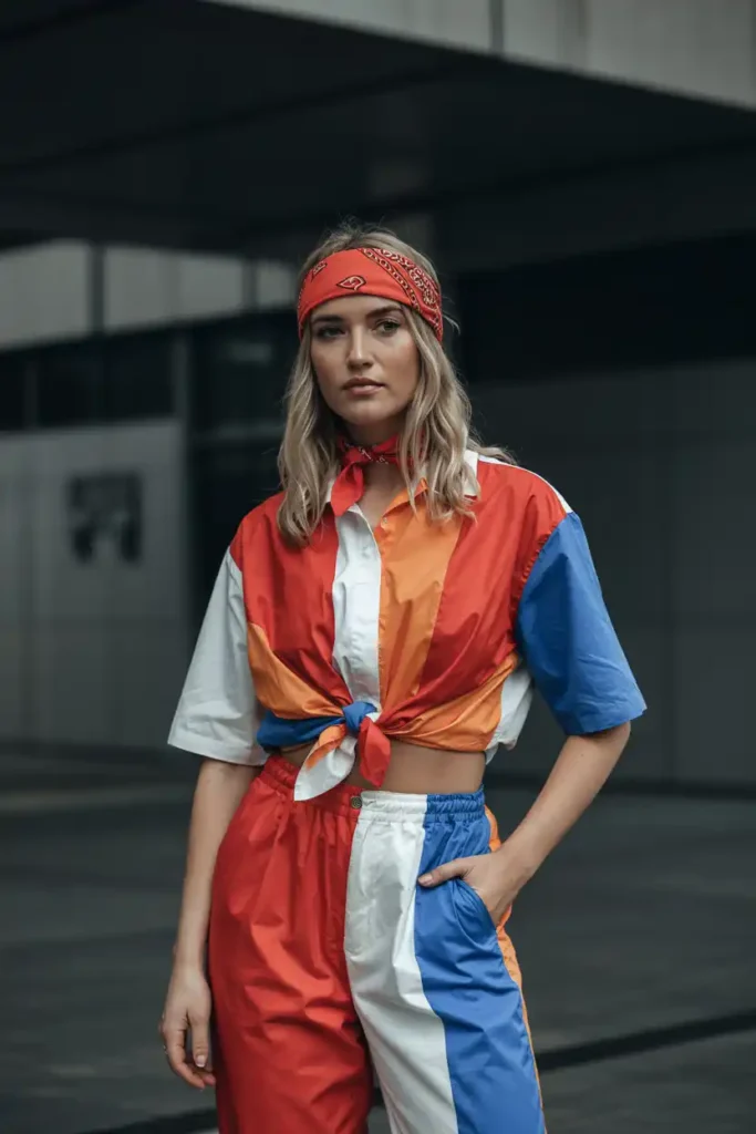 Color-Blocked Bandana Look With Bold Separates