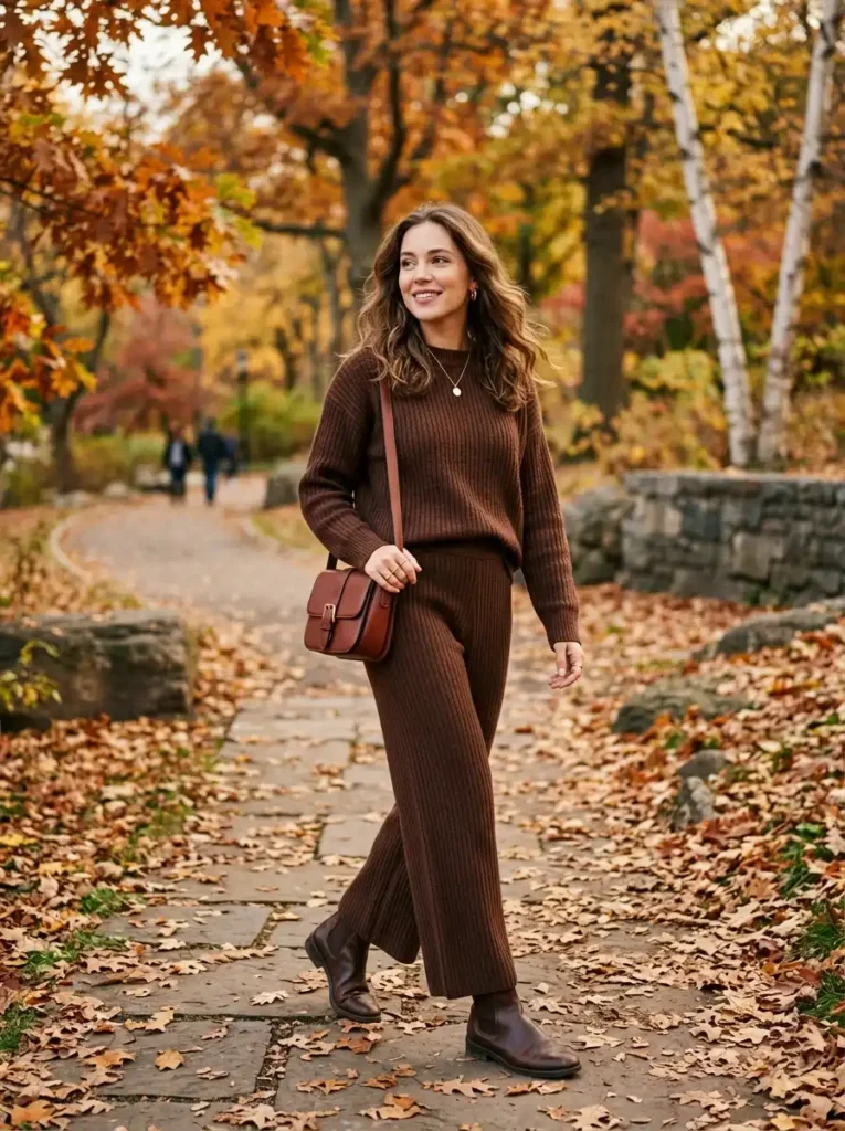 Coordinated Knit Set in an Earthy Palette