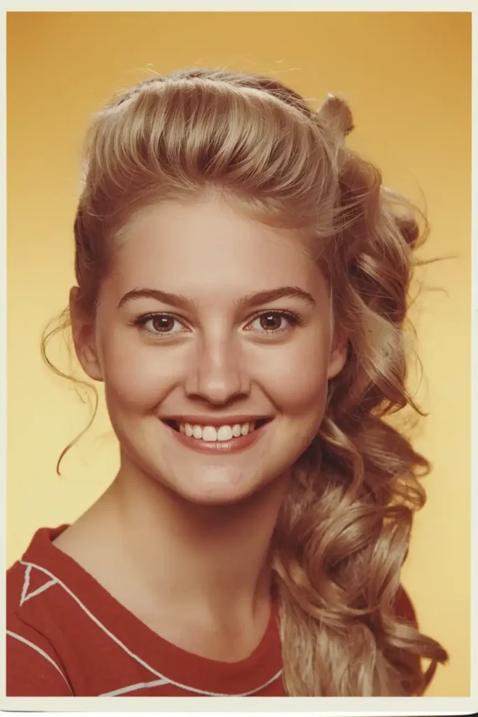 Curled Side Ponytail With Height at the Crown