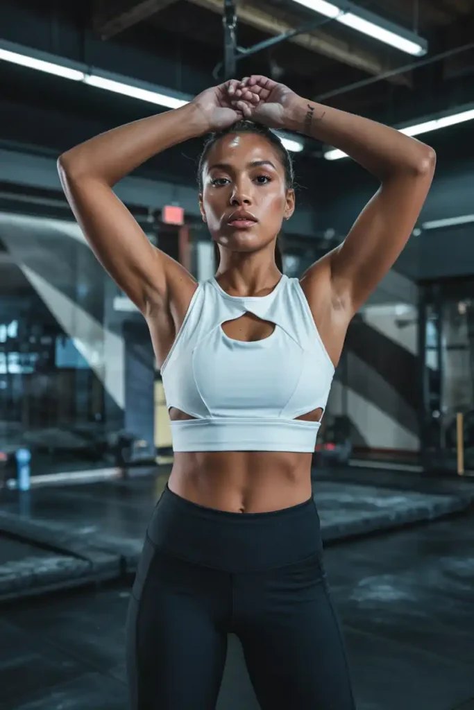 Cutout Sports Bra and Full-Length Leggings for Acro Training