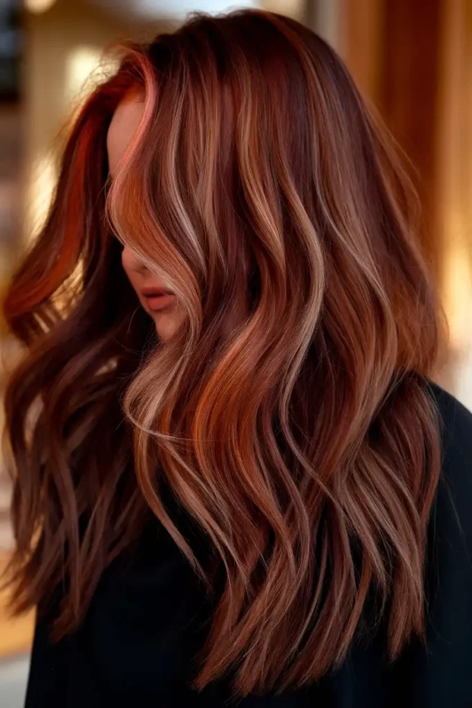 Dark Auburn With Fiery Highlights That Glow