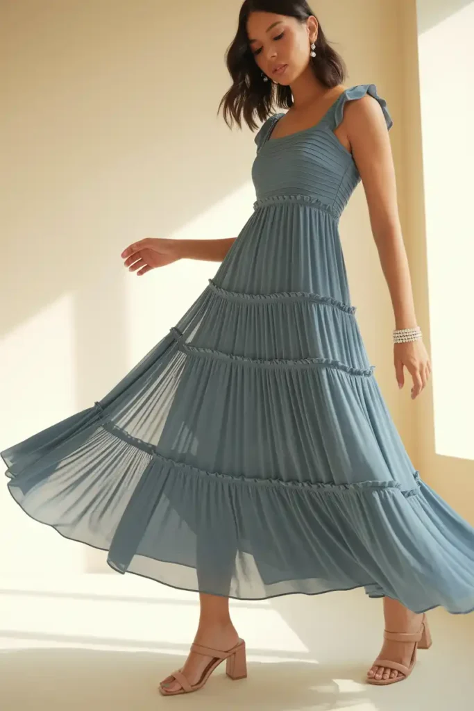 Dusty Blue Chiffon That Moves With You