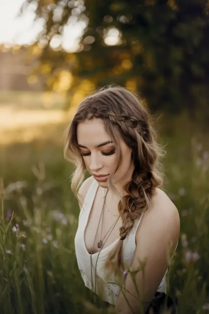 Effortless Wavy Hair With Deep Side Braid