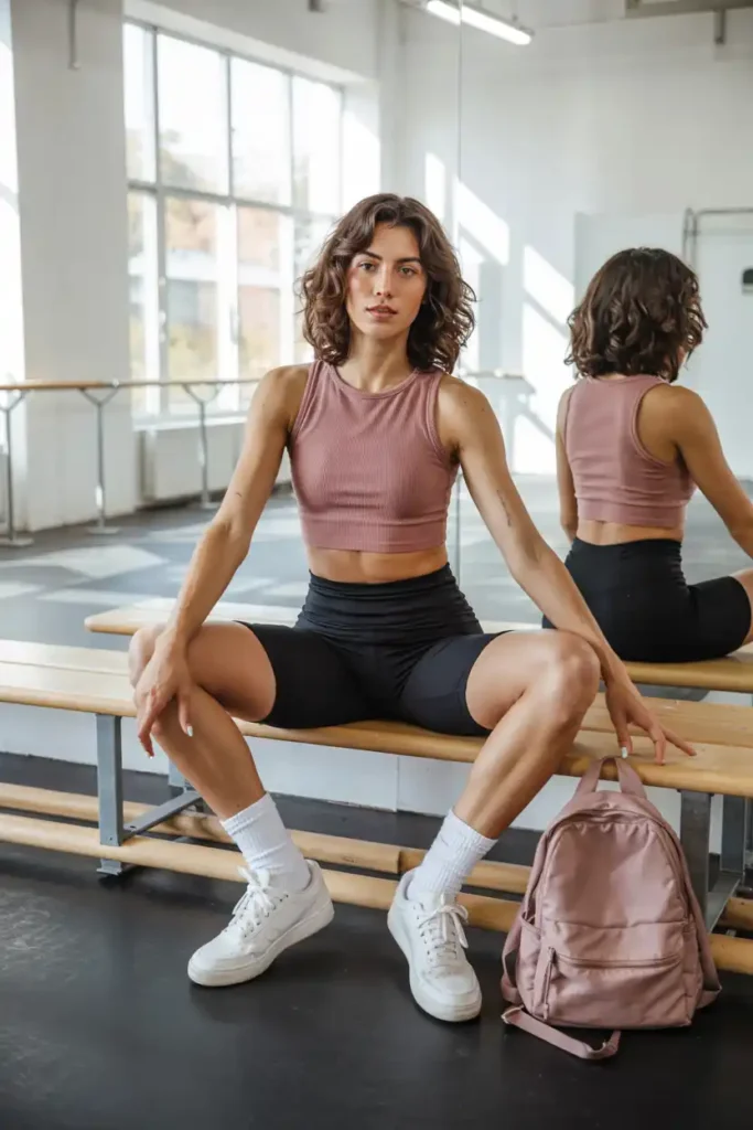 Fitted Crop Tank and Dance Shorts for Hip-Hop Training
