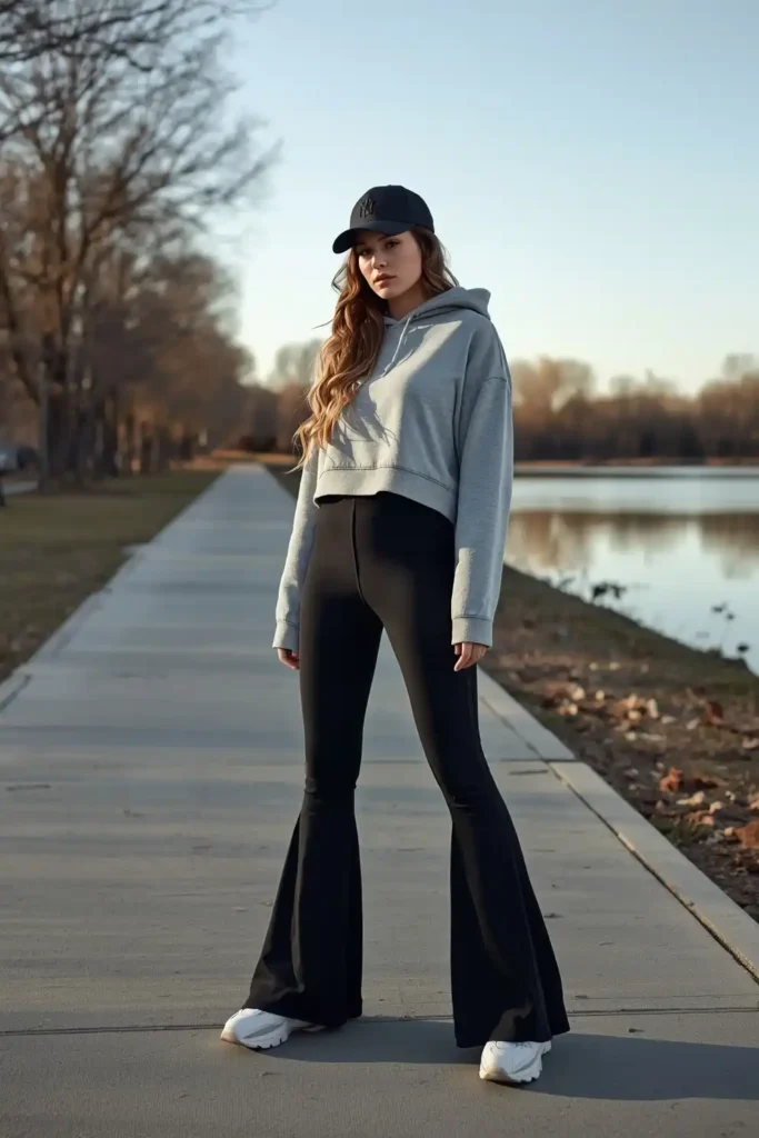 Flared Leggings and a Cropped Hoodie