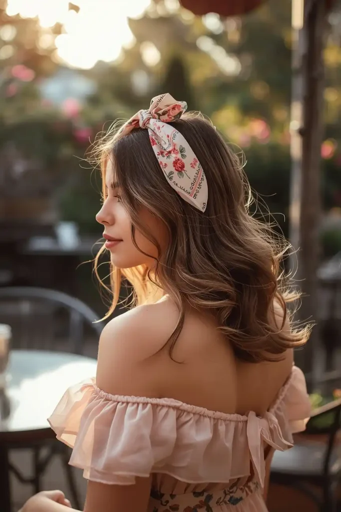 Floral Bandana in the Hair With a Sundress