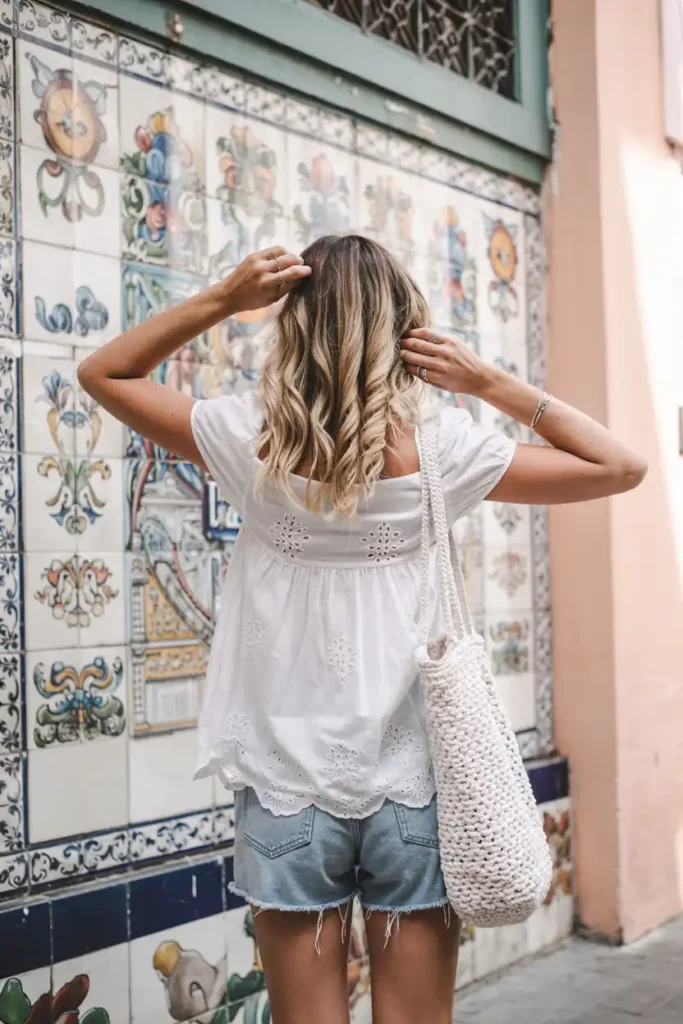 Flowy Babydoll Tops Paired With Denim Shorts