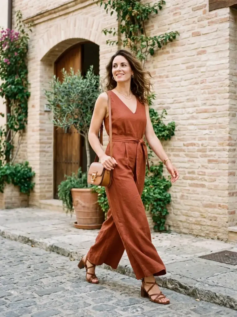Flowy Wide-Leg Jumpsuit in a Solid Neutral