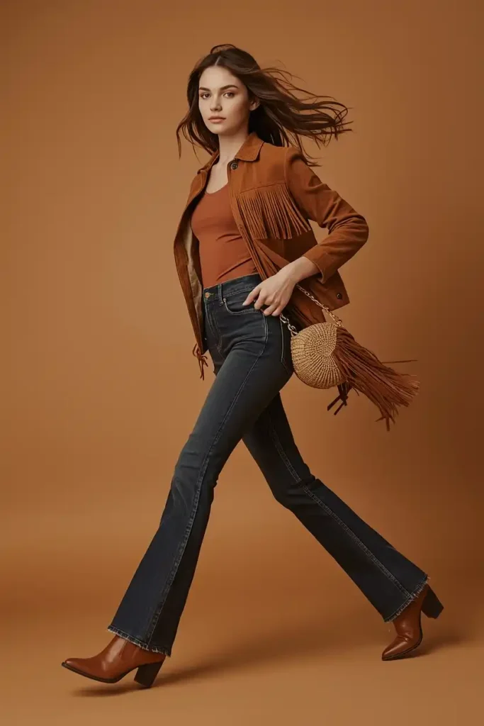 Fringe Jacket Over a Bodysuit for Afternoon Plans