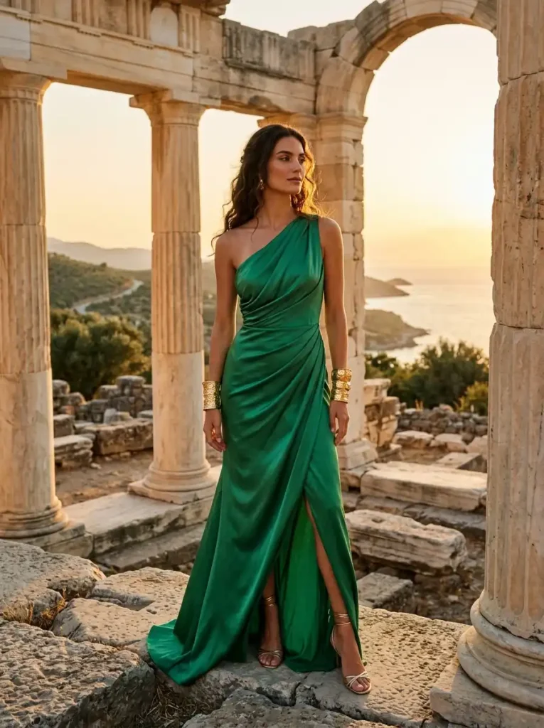 Grecian Draped Silk Gown
