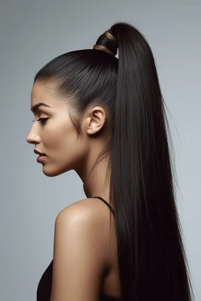 High Ponytail With a Bumped-Up Root Section