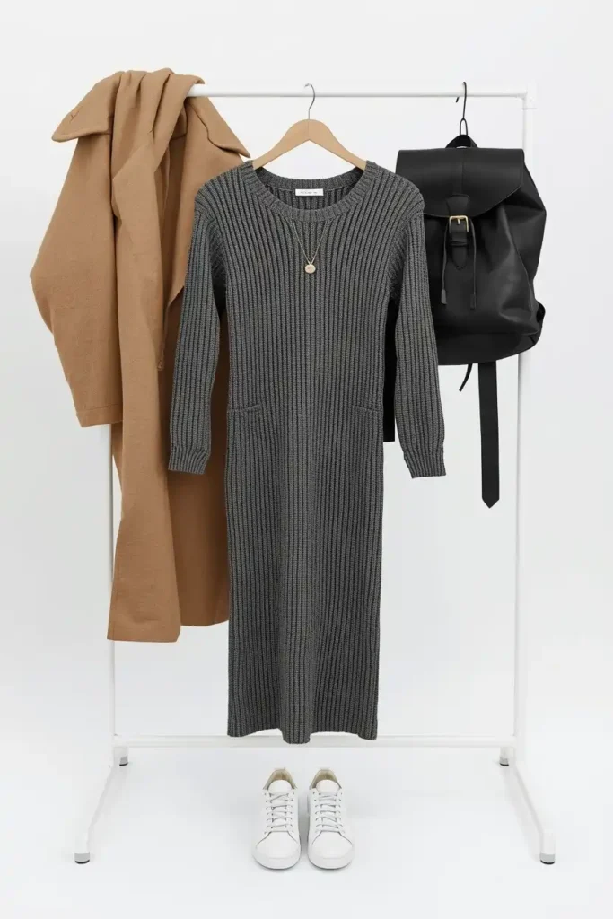 Knit Dress with Sneakers