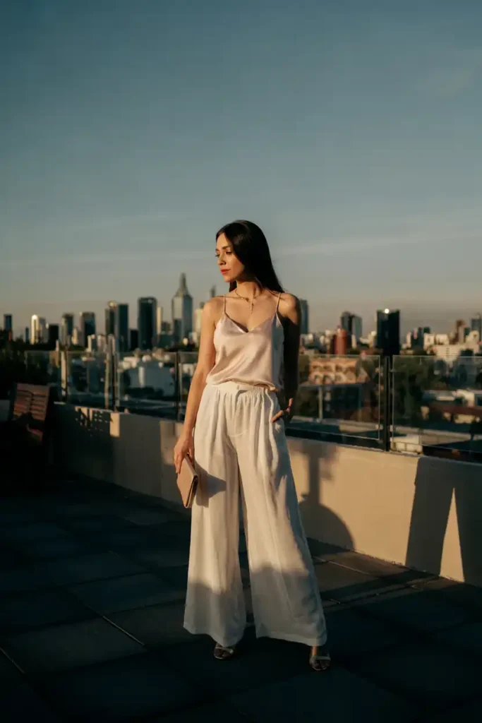 Lightweight Palazzo Pants With a Tucked-In Cami