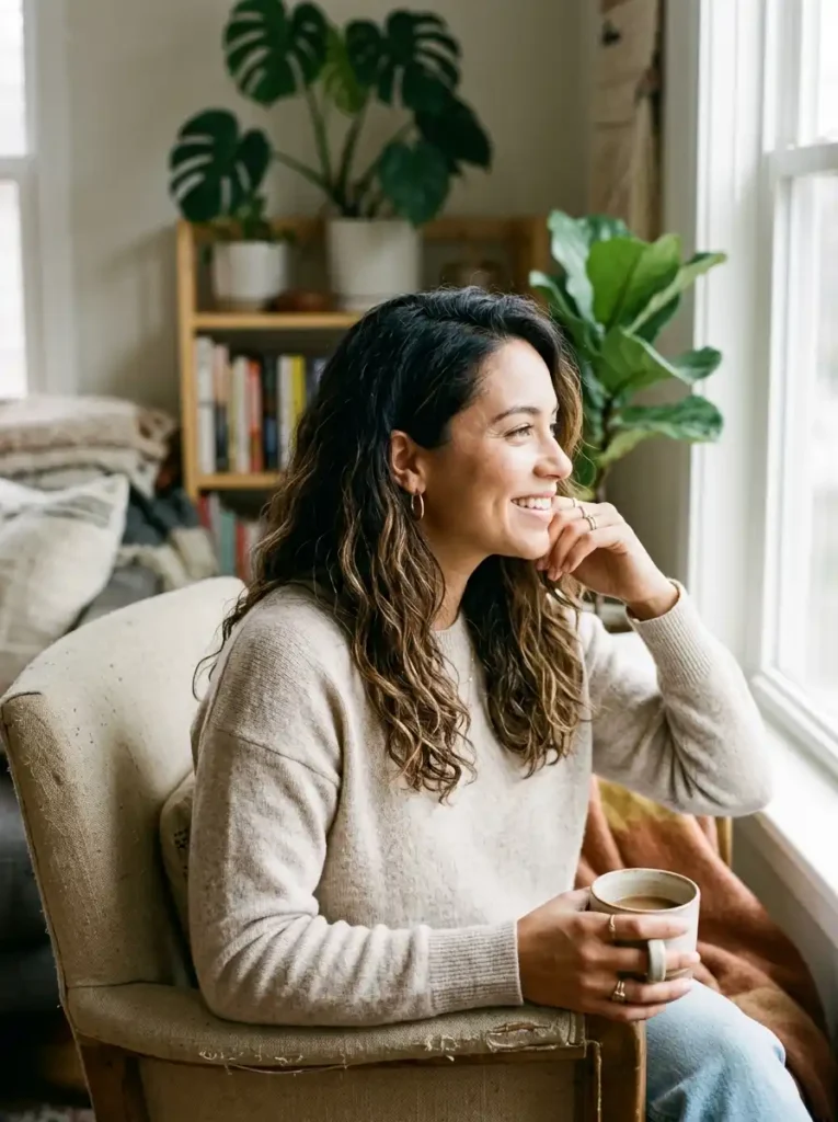 Lived-In Caramel Highlights on Dark Textured Hair