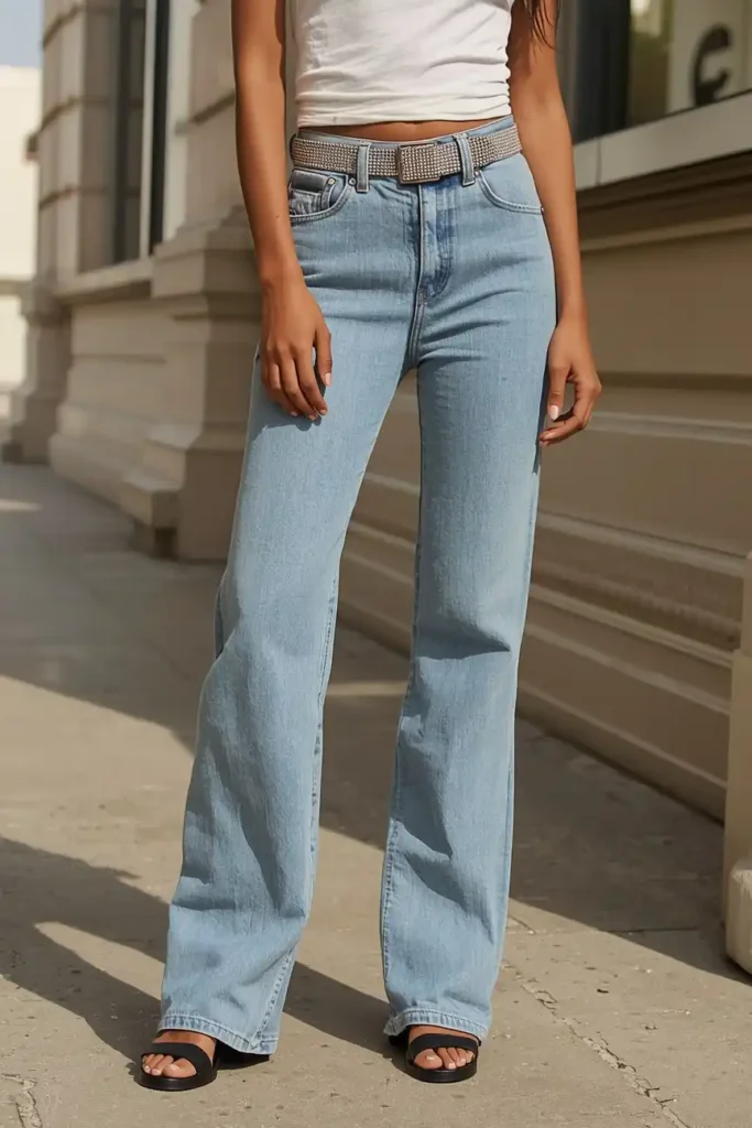Low-Rise Jeans With a Bedazzled Belt