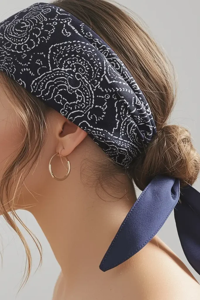 Paisley Bandana Wrapped Around a Low Bun