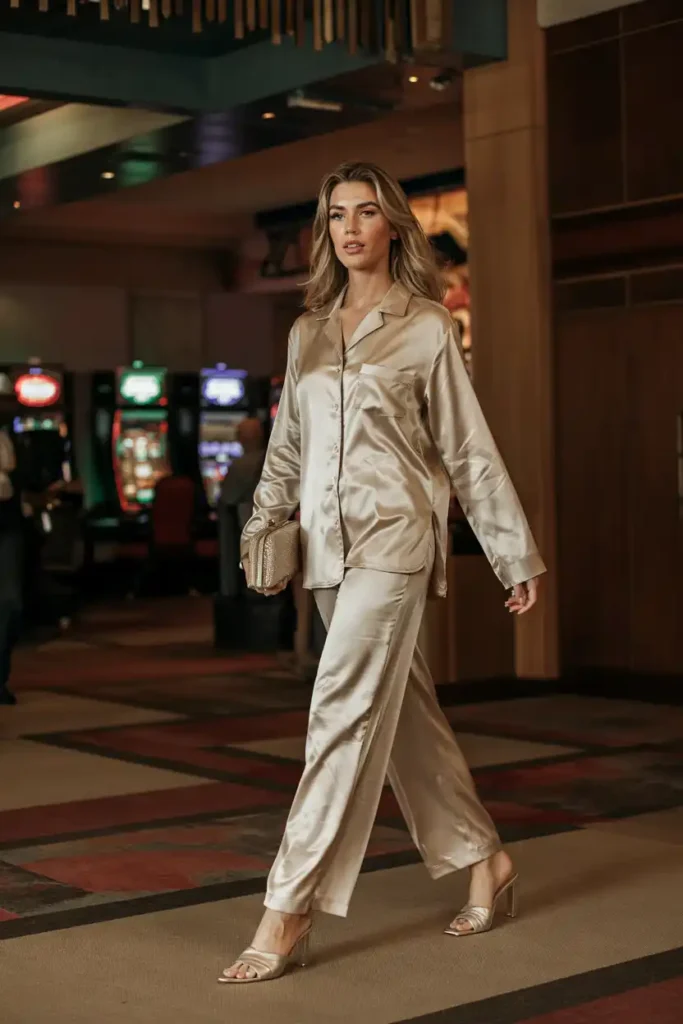 Matching Satin Pajama-Style Set