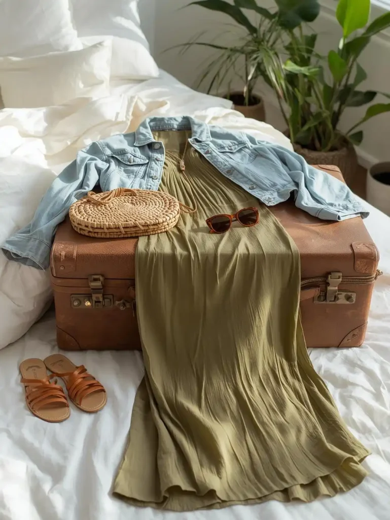 Maxi Dress with a Denim Jacket