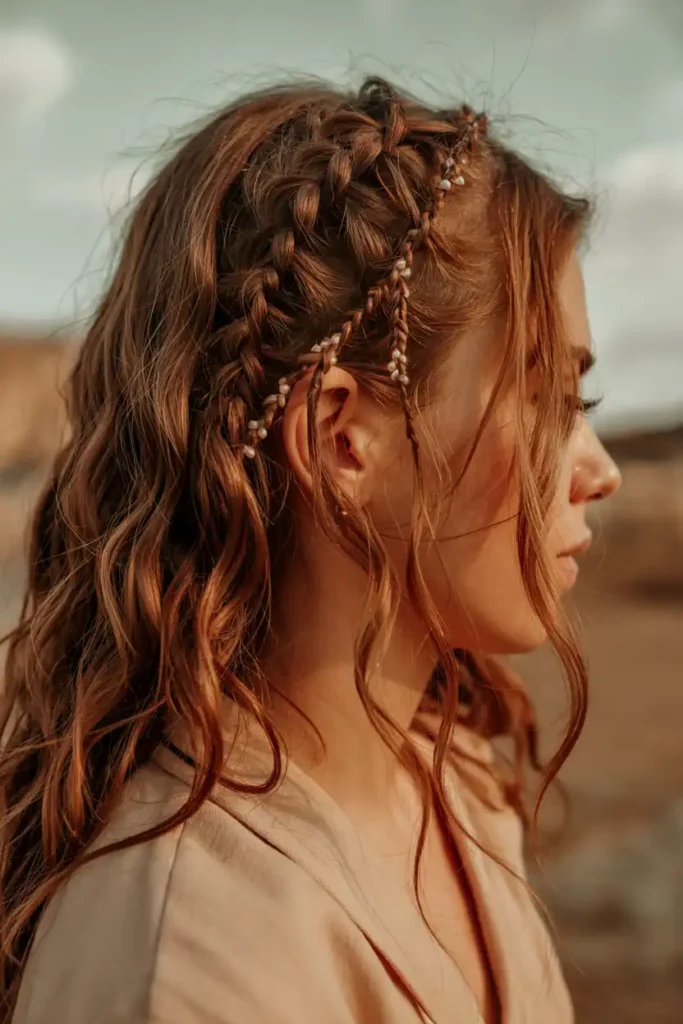 Micro Braids as Accent Details in an Otherwise Loose Style