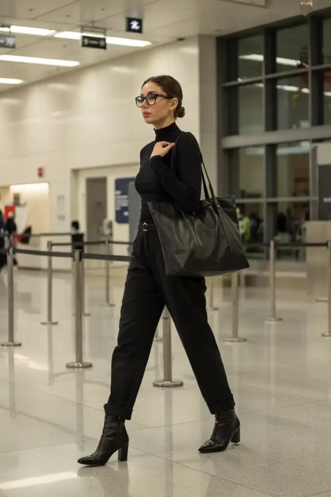 Monochrome All-Black Travel Look