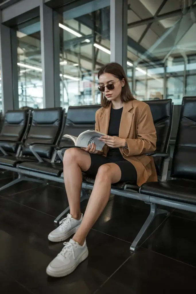 Oversized Blazer with Biker Shorts and Chunky Sneakers
