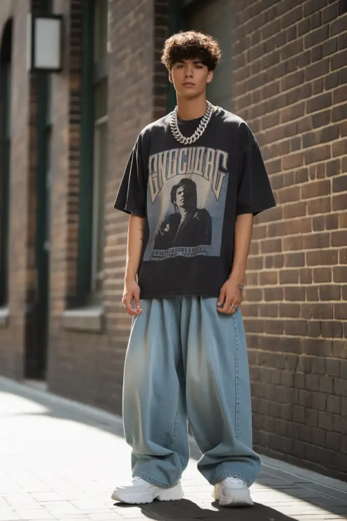 Oversized Graphic Tees and Baggy Denim