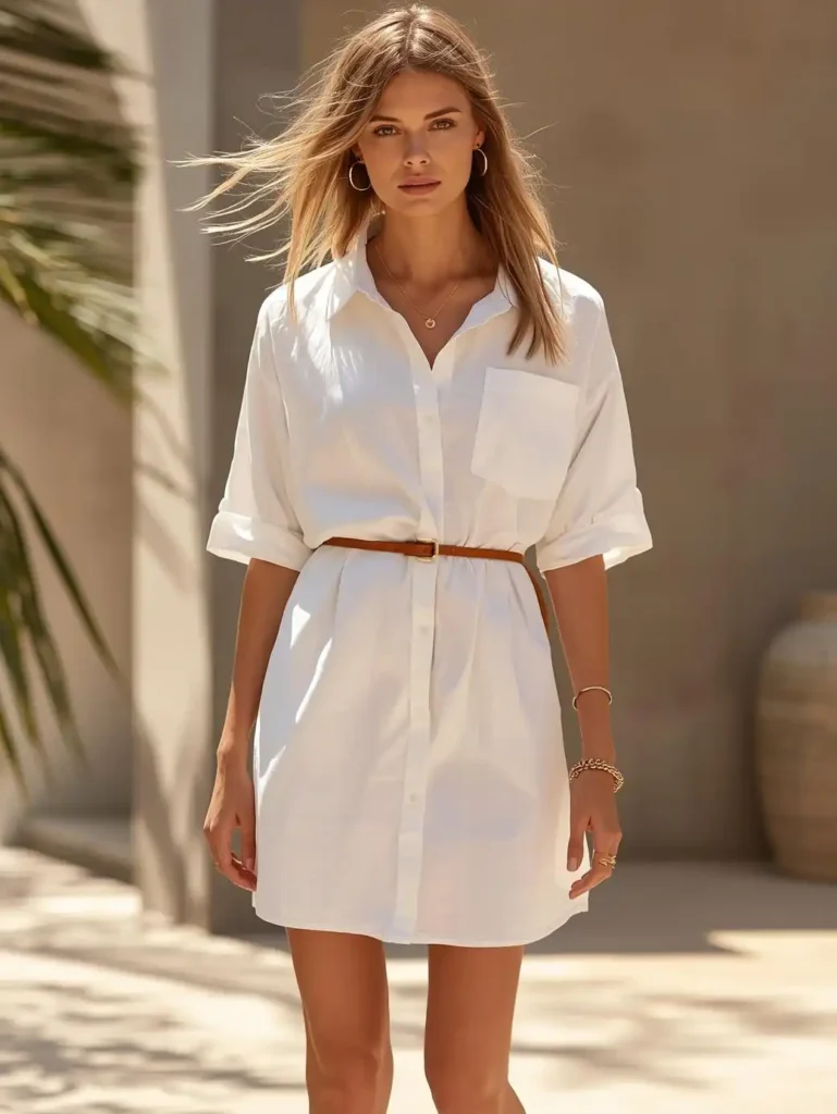 Oversized Oxford Shirt as a Dress With a Thin Belt