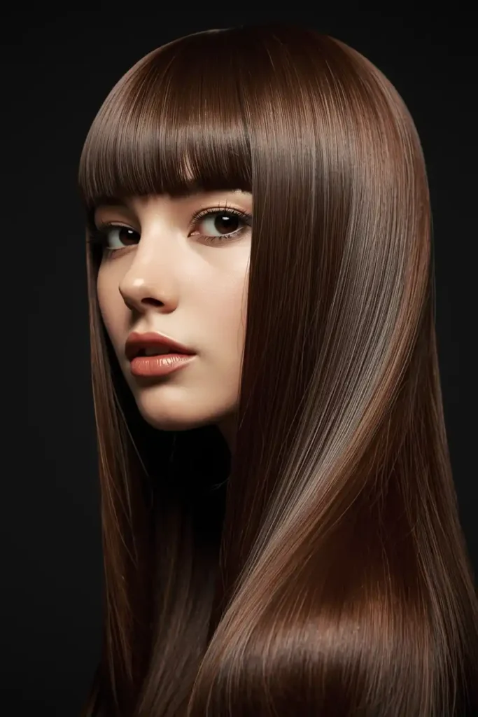 Polished Glass Hair with Subtly Curved Fringe