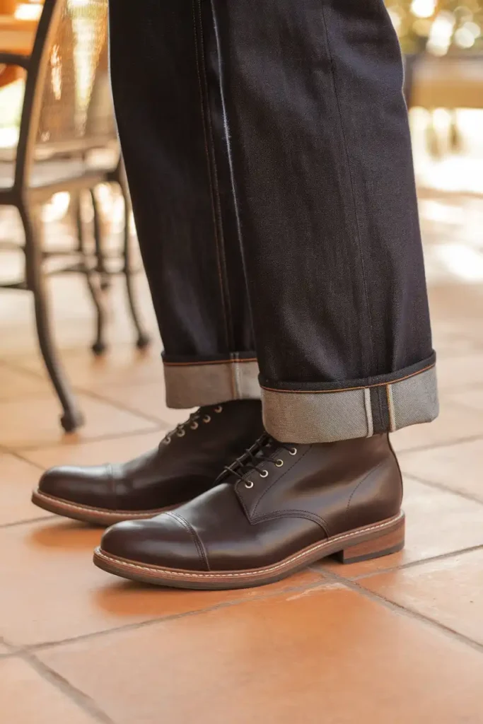 Raw Denim with Dress Boots and No Socks