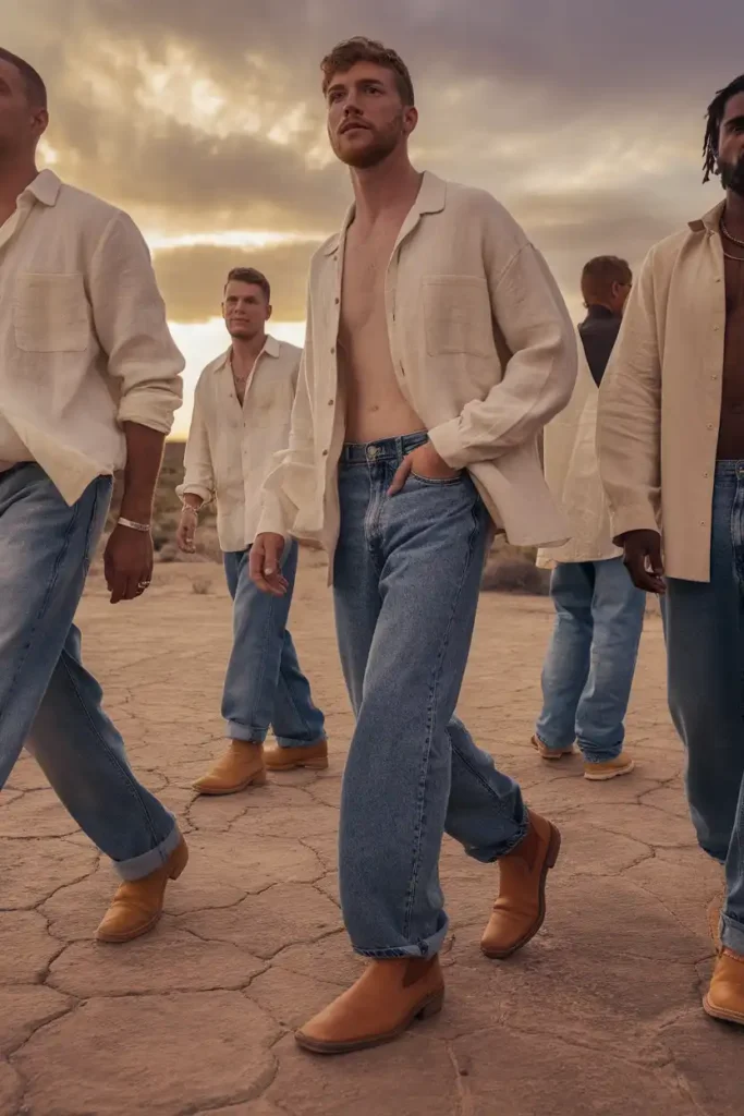 Relaxed-Fit Jeans with Square-Toe Boots